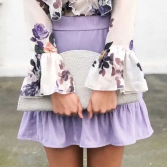 🌙J.CREW Peplum Velvet Lavender Skirt. - Picture 9 of 11